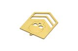 Brass Skull Charm, 4 Raw Brass Skull Head Charms With 1 Loop, Chevron Charms, Findings (32x25x0.60mm) SMP0568