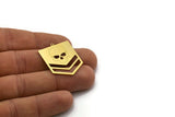 Brass Skull Charm, 4 Raw Brass Skull Head Charms With 1 Loop, Chevron Charms, Findings (32x25x0.60mm) SMP0568