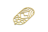 Brass Oval Charm, 2 Raw Brass Rising Sun And Mount Patterned Oval Shaped Charms With 1 Loop, Charm Pendants (42x21x0.60mm) SMP0576
