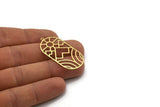 Brass Oval Charm, 2 Raw Brass Rising Sun And Mount Patterned Oval Shaped Charms With 1 Loop, Charm Pendants (42x21x0.60mm) SMP0576