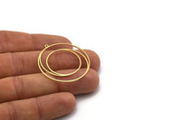 Brass Round Charm, 2 Raw Brass Round Charm With 1 Loop, Charm Pendants (37x35x0.80mm) SMP0583