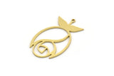Brass Tulip Charm, 4 Raw Brass Tulip Motif Charms With 1 Loop, Pendant Charms (35x21x0.80mm) SMP0584