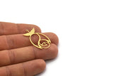 Brass Tulip Charm, 4 Raw Brass Tulip Motif Charms With 1 Loop, Pendant Charms (35x21x0.80mm) SMP0584