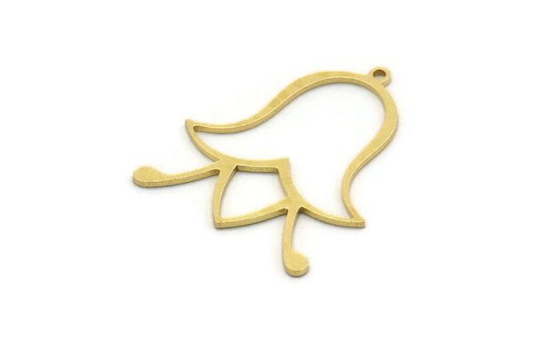 Brass Flower Charm, 6 Raw Brass Flower Charms With 1 Loop, Findings (29x25x0.80mm) SMP0585
