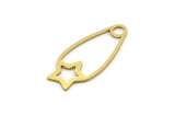 Brass Oval Charm, 6 Raw Brass Oval Charms With 1 Loop, Star Charms, Earring Charms, Findings (32x14x0.80mm) SMP0587