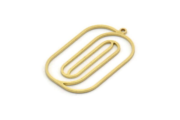 Brass Oval Charm, 4 Raw Brass Oval Charms With 1 Loop, Earring Charms (32x20x0.80mm) SMP0588