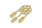 Brass Round Charm, 4 Raw Brass Round Charms With 1 Loop, Fringed Charms, Flower Findings (48x24x0.60mm) SMP0591
