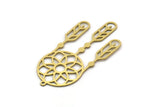 Brass Round Charm, 4 Raw Brass Round Charms With 1 Loop, Fringed Charms, Flower Findings (48x24x0.60mm) SMP0591