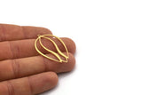 Brass Tulip Charm, 4 Raw Brass Tulip Charms With 1 Loop, Pendant Charms, Findings (39x27x0.80mm) SMP0596