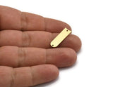 Brass D Shaped Charm, 12 Raw Brass D Shaped Charms With 2 Holes, Earrings, Findings (22x7x0.80mm) A3400