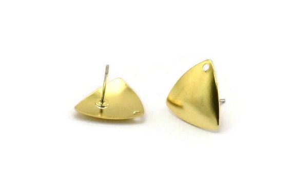 Brass Triangle Earring, 8 Raw Brass Triangle Stud Earrings (15mm) Bs 1273 A3820