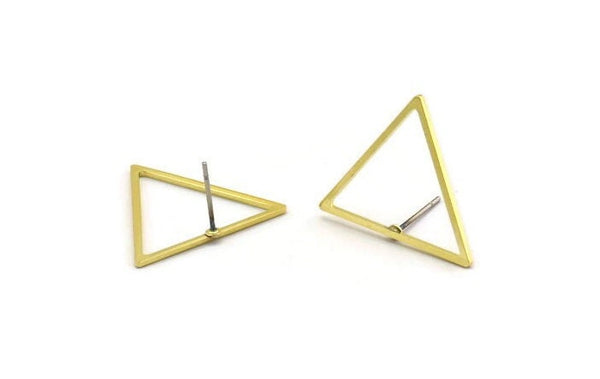 Brass Triangle Earring, 8 Raw Brass Triangle Stud Earrings (21x24x1mm) A1736 A2623