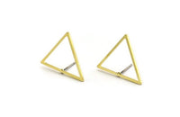 Brass Triangle Earring, 8 Raw Brass Triangle Stud Earrings (21x24x1mm) A1736 A2623
