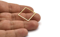 Brass Square Earring, 8 Raw Brass Square Stud Earrings (22x1mm) A1733 A2913