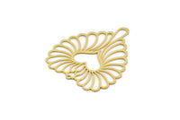 Brass Heart Charm, 2 Raw Brass Heart Shaped Charms With 1 Loop, Findings, Pendants (43x37x0.60mm) SMP0236