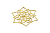 Brass Flower Charm, 2 Raw Brass Flower Shaped Charms, Charm Pendants, Earring Findings (38.5x33x0.60mm) SMP0235