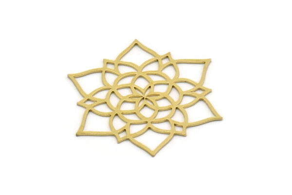 Brass Flower Charm, 2 Raw Brass Flower Shaped Charms, Charm Pendants, Earring Findings (38.5x33x0.60mm) SMP0235