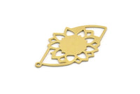 Brass Flower Charm, 4 Raw Brass Flower Shaped Charms With 1 Loop, Findings (35x21x0.60mm) SMP0238