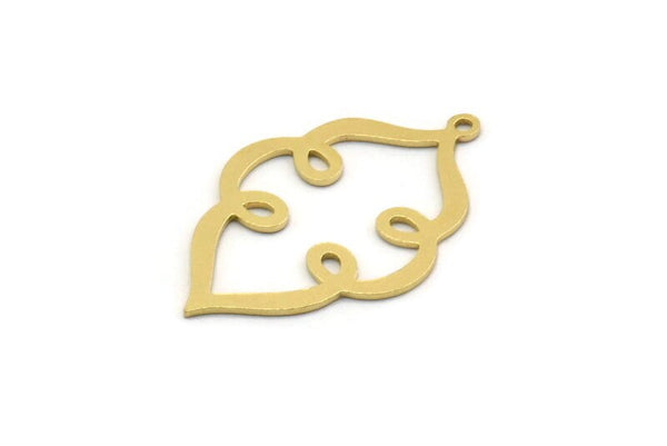 Brass Ethnic Charm, 6 Raw Brass Ethnic Motif Charms With 1 Loop, Earring Charms (29x19x0.60mm) SMP0240