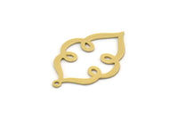 Brass Ethnic Charm, 6 Raw Brass Ethnic Motif Charms With 1 Loop, Earring Charms (29x19x0.60mm) SMP0240