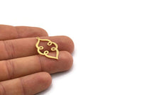 Brass Ethnic Charm, 6 Raw Brass Ethnic Motif Charms With 1 Loop, Earring Charms (29x19x0.60mm) SMP0240