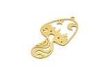 Brass Mushroom Charm, 4 Raw Brass Mushroom Charms With 1 Loop, Charm Pendants (44x23x0.60mm) SMP0243