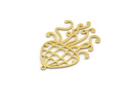 Brass Jellyfish Charm, 4 Raw Brass Jellyfish Charms With 1 Loop, Charm Pendants (37x25x0.60mm) SMP0244