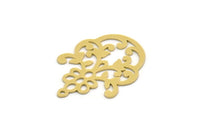 Brass Ethnic Charm, 6 Raw Brass Ethnic Motif Charms With 1 Loop, Earring Charms (30x22x0.60mm) SMP0245