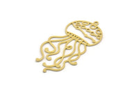 Brass Jellyfish Charm, 4 Raw Brass Jellyfish Charms With 1 Loop, Charm Pendants (44x21x0.60mm) SMP0247