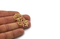 Brass Jellyfish Charm, 4 Raw Brass Jellyfish Charms With 1 Loop, Charm Pendants (44x21x0.60mm) SMP0247