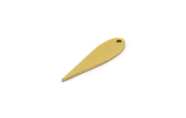 Brass Drop Charm, 50 Raw Brass Drop Charms With 1 Hole, Earring Findings (20x5x0.80mm) A3866