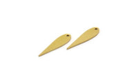 Brass Drop Charm, 50 Raw Brass Drop Charms With 1 Hole, Earring Findings (20x5x0.80mm) A3866