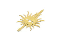 Brass Sword Charm, 6 Raw Brass Sword Charms With 1 Loop, Eye Charms, Pendants, Findings (44x30x0.60mm) SMP0251