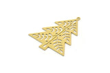 Brass Tree Charm, 4 Raw Brass Tree Charms With 1 Loop, Pendant, Findings (38x31x0.60mm) SMP0255 A2981