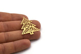 Brass Tree Charm, 4 Raw Brass Tree Charms With 1 Loop, Pendant, Findings (38x31x0.60mm) SMP0255 A2981