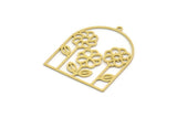 Brass Flower Charm, 2 Raw Brass Flower Shaped Charms With 1 Loop, Findings (36x30x0.60mm) SMP0258 A2601