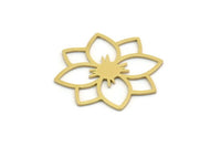 Brass Flower Charm, 4 Raw Brass Flower Shaped Charms, Charm Pendants, Earring Findings (26x24x0.60mm) SMP0259