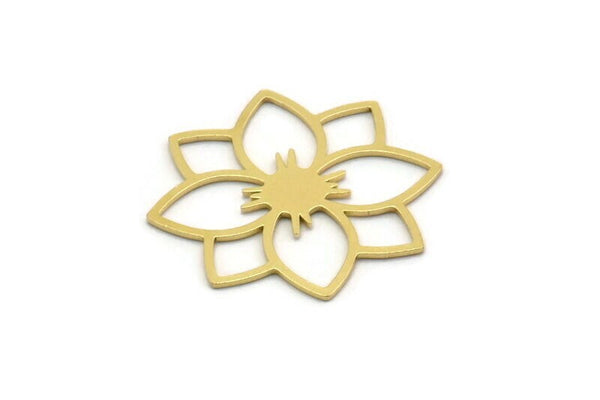 Brass Flower Charm, 4 Raw Brass Flower Shaped Charms, Charm Pendants, Earring Findings (26x24x0.60mm) SMP0259