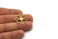 Brass Flower Charm, 4 Raw Brass Flower Shaped Charms, Charm Pendants, Earring Findings (26x24x0.60mm) SMP0259