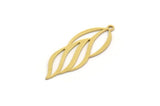 Brass Leaf Charm, 8 Raw Brass Leaf Charms With 1 Loop, Charm Pendants (32x11x0.60mm) SMP0262