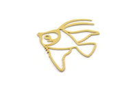 Brass Fish Charm, 4 Raw Brass Fish Shaped Charms, Findings (37x30x0.60mm) SMP0265