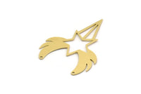 Brass Necklace Charm, 4 Raw Brass Wings And Star Charms With 2 Holes, Necklace Charms, Findings (40x30x0.60mm) SMP0268