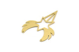 Brass Necklace Charm, 4 Raw Brass Wings And Star Charms With 2 Holes, Necklace Charms, Findings (40x30x0.60mm) SMP0268