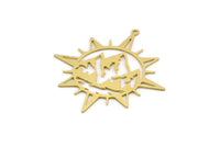 Brass Star Charm, 4 Raw Brass Mountain Charms With 1 Loop, Pole Star Charm, North Star Findings, (41.5x40x0.60mm) SMP0270