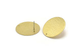 Brass Round Earring, 4 Textured Raw Brass Round Stud Earrings With 1 Hole (25x0.80mm) M476 A3639