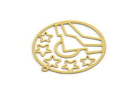 Brass Sun Charm, 2 Raw Brass Mountain Charms With 1 Loop, Sun Rising Charms, Star Charms, Findings (37x35x0.60mm) SMP0279