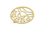 Brass Sun Charm, 2 Raw Brass Mountain Charms With 1 Loop, Sun Rising Charms, Star Charms, Findings (37x35x0.60mm) SMP0279