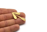 Brass Leaf Charm, 6 Raw Brass Leaf Charms With 1 Hole, Charm Pendants (45x25x0.60mm) SMP0281