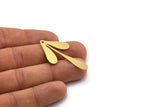 Brass Leaf Charm, 6 Raw Brass Leaf Charms With 1 Hole, Charm Pendants (45x25x0.60mm) SMP0281
