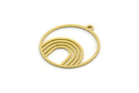 Brass Round Charm, 8 Raw Brass Rainbow Patterned Round Shaped Charms With 1 Loop, Findings (20x18x0.60mm) SMP0282 A2639